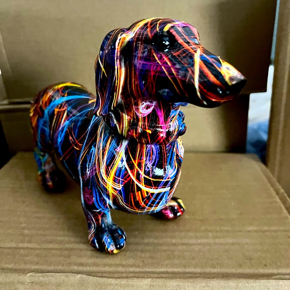 Bright Colorburst Dachshund Figurine 7.5x5”